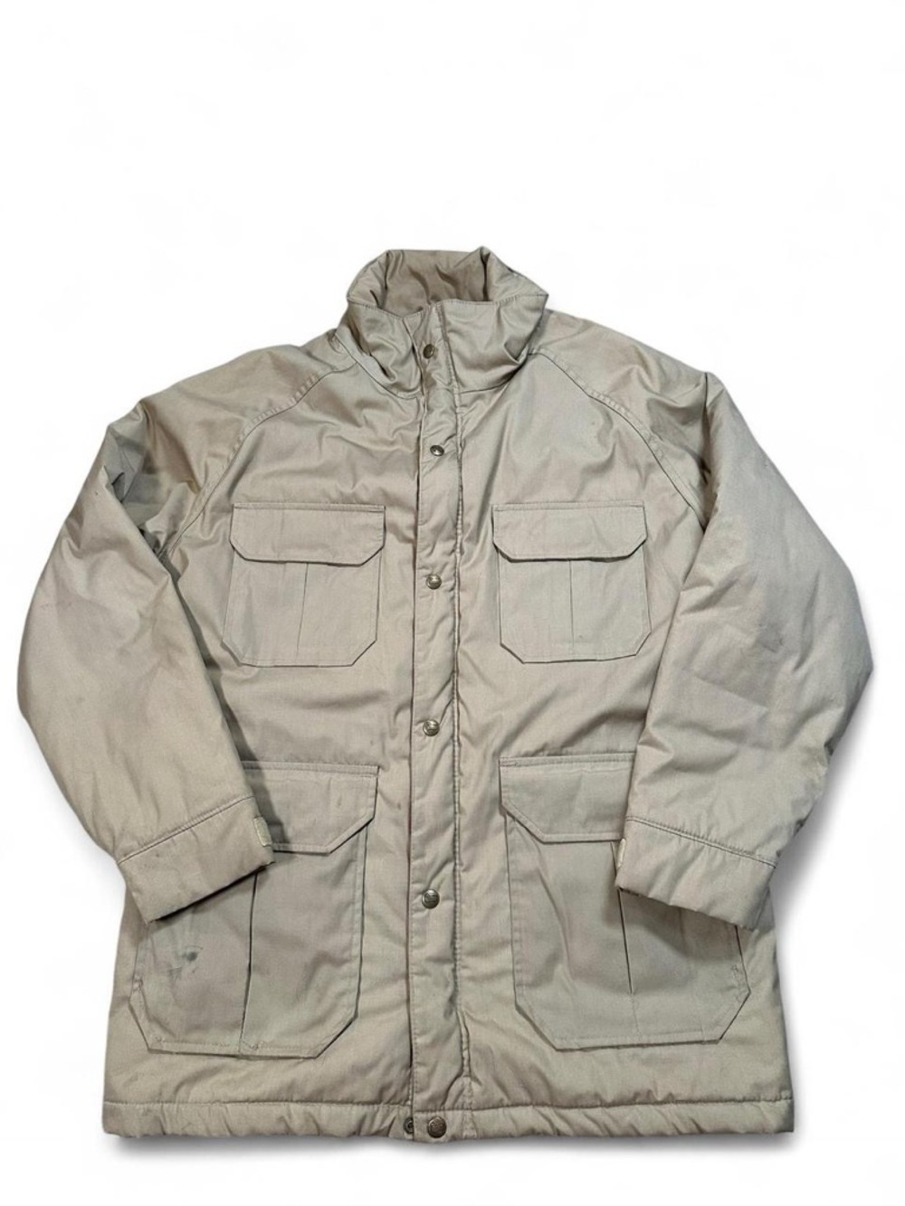 Woolrich Men’s Vintage Beige Insulated Chore Field Zip Snap Jacket Size‎ Medium